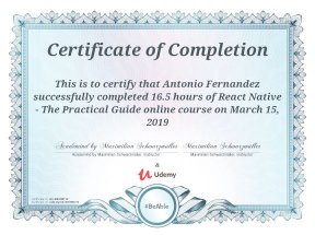 Certificate: React Native - The Practical Guide 2020