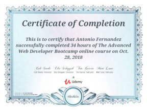 Certificate: The Advanced Web Developer Bootcamp