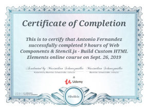 Certificate: Web Components & Stencil.js - Build Custom HTML Elements